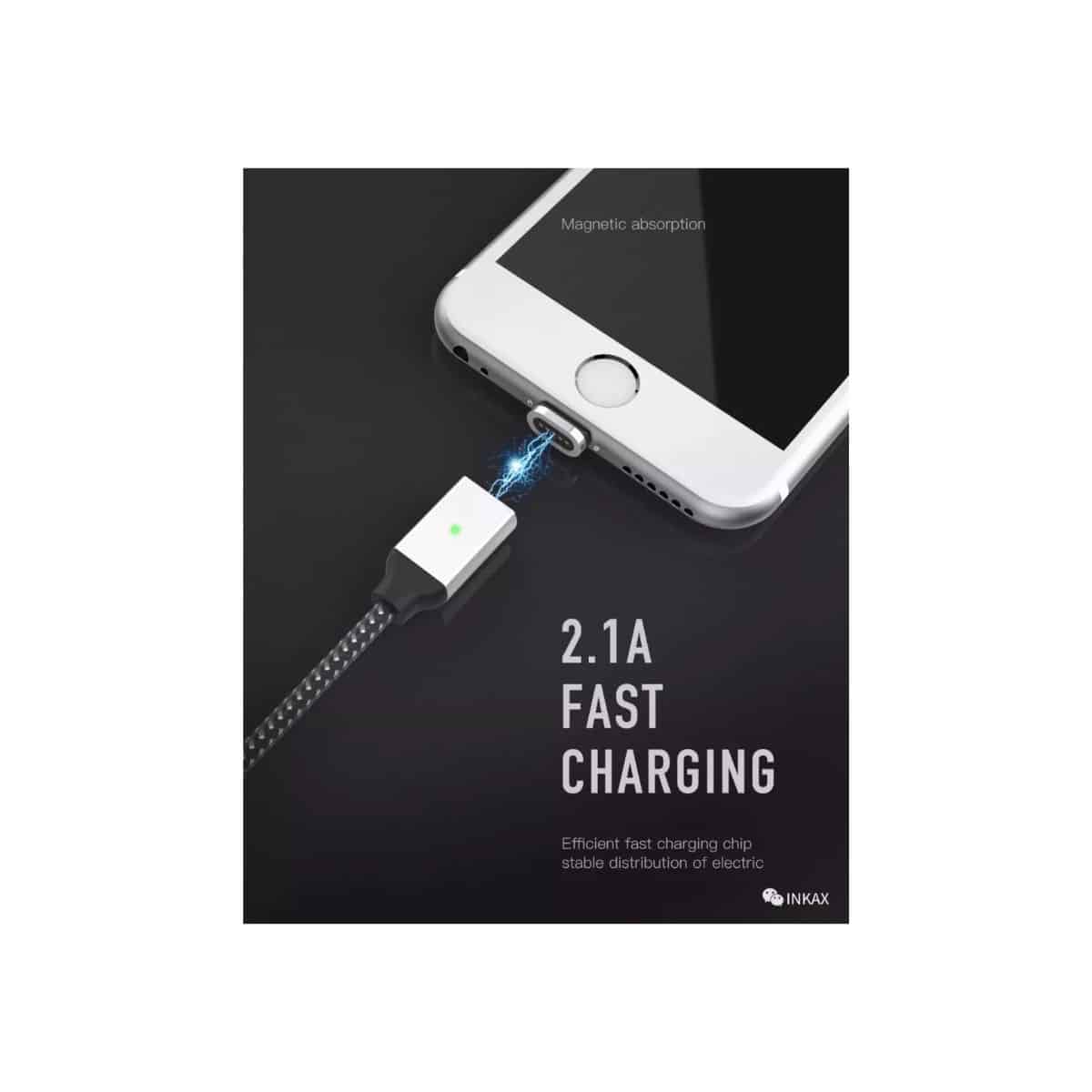 Cable Inkax MicroUSB 2.1A magnético - Modelo CK-50