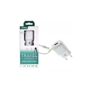 Cargador c/cable Inkax 2.1A tipo C + USB - Modelo CD-09