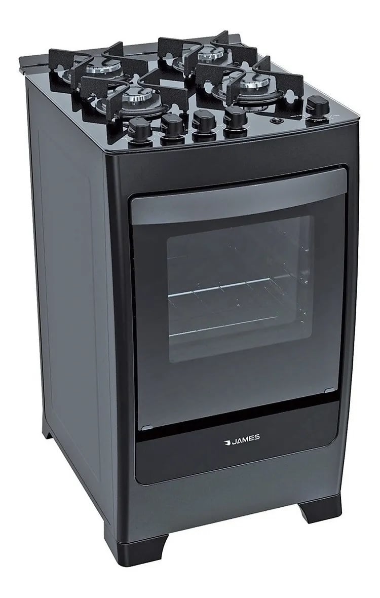 Cocina A Gas James 4 Hornallas Mesasda Vidrio C 700 V NEGRA