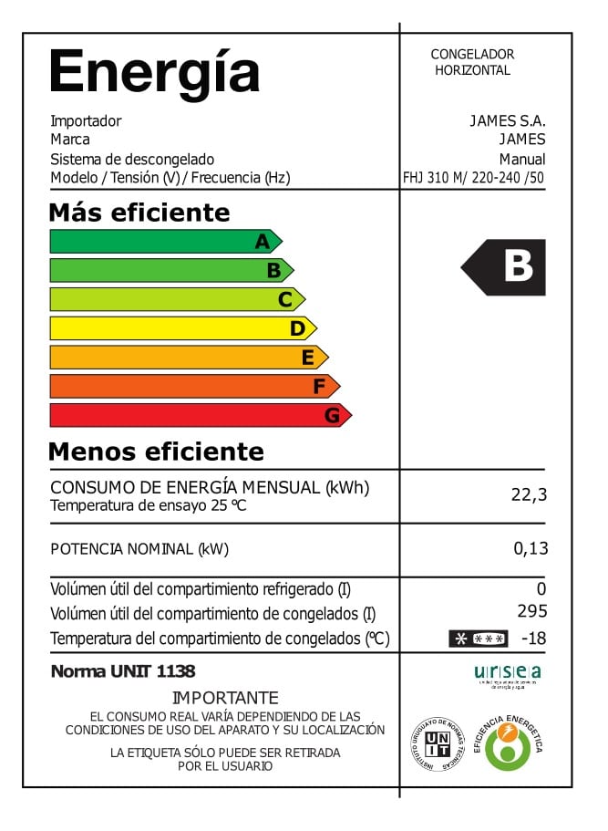 Freezer Horizontal James 297 Litros Clase B FHJ 310 KT
