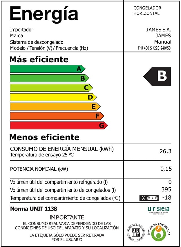 Freezer Horizontal James 395 Litros Clase B FHJ 400 S