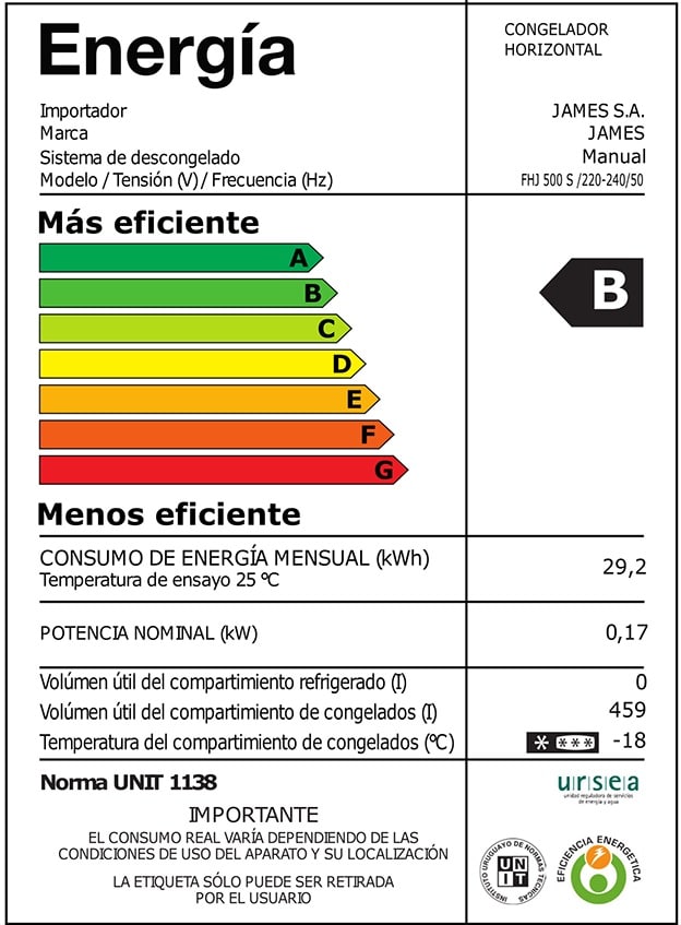 Freezer Horizontal James 459 Litros Clase B FHJ 500 S
