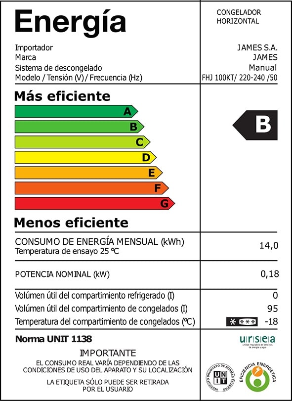 Freezer Horizontal James 95 Litros Clase B FHJ 100 KT