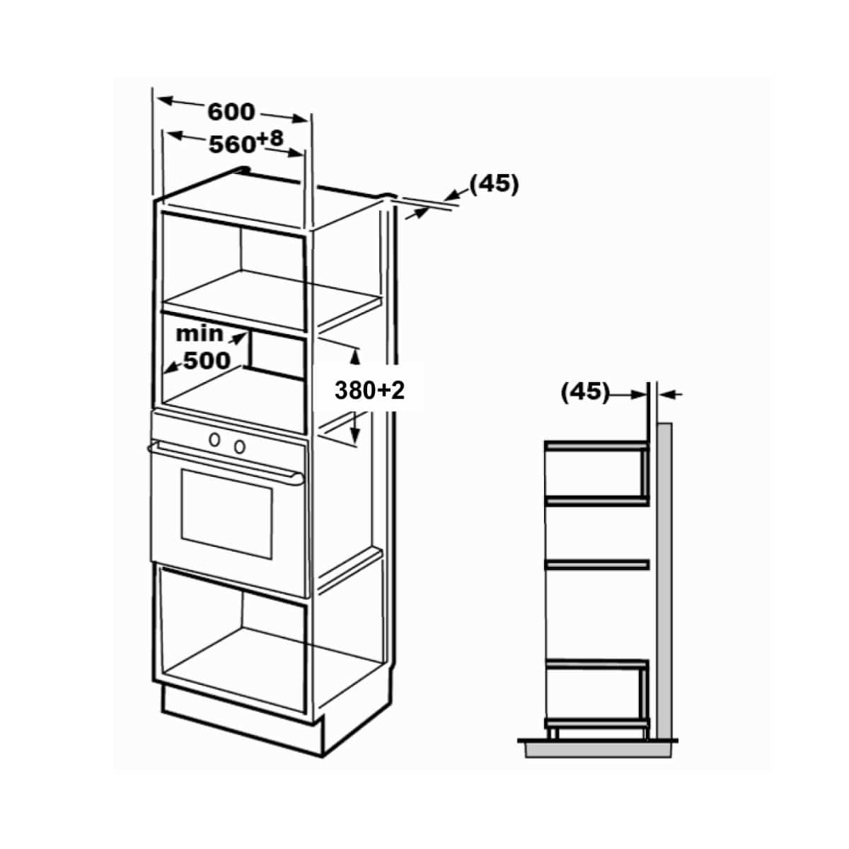 Microondas de Empotrar James 28L Inox c/Grill J-28 MEI