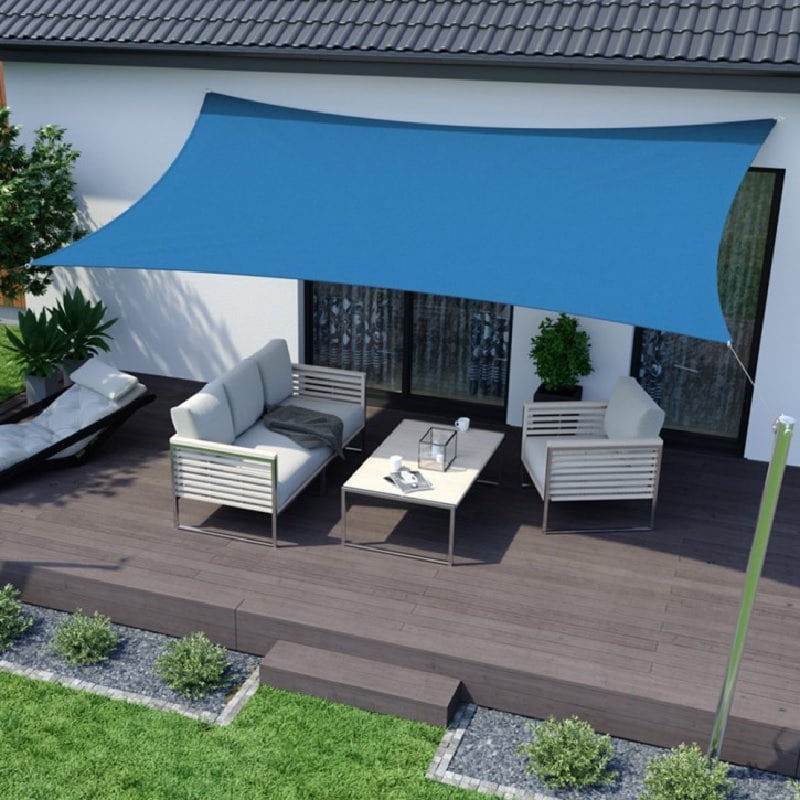 Toldo Vela p/ sombra viento c/ Uv - 4*6 rectangulo AZUL