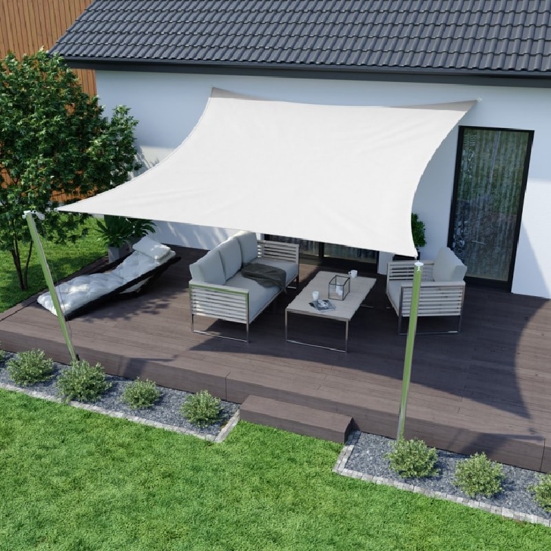 Toldo Vela p/ sombra viento c/ Uv - 4*7 rectangulo BLANCO