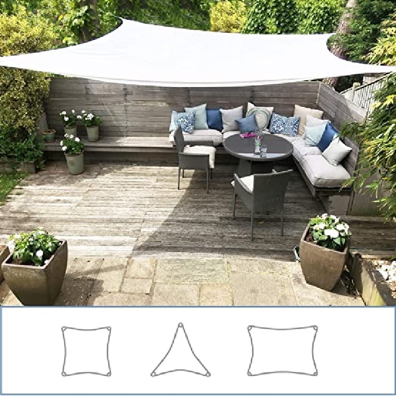 Toldo Vela p/ sombra viento c/ Uv - 4*9.5 rectangulo BLANCO