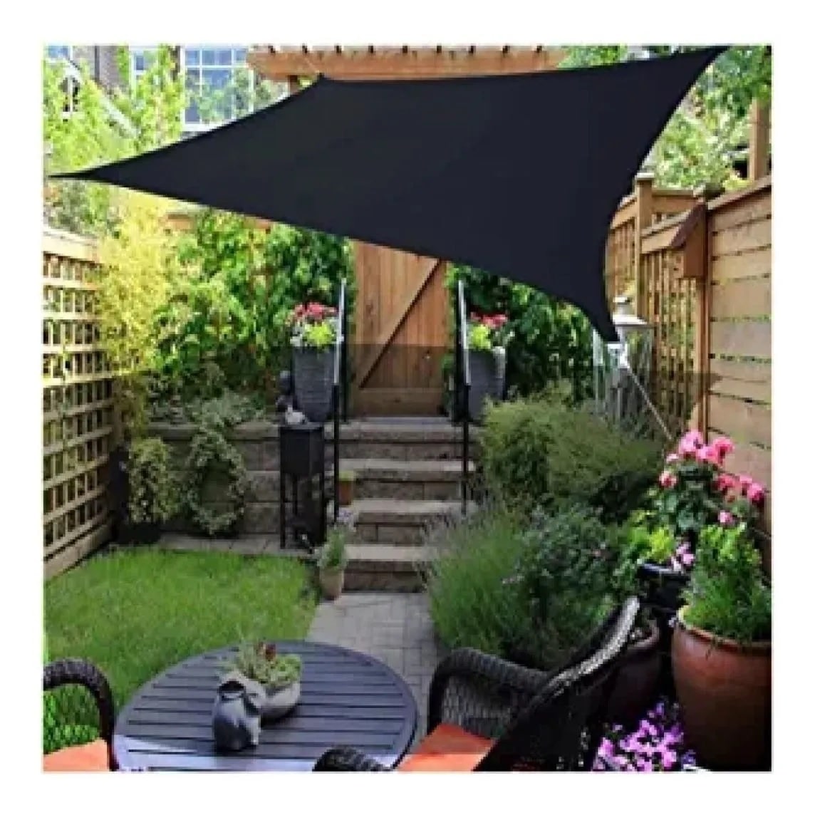 Toldo Vela sombra viento y granizo Uv-2*2 Mts Cuadrado Negro