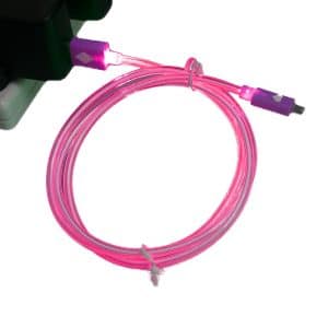 Cable de Datos LED Plano Micro USB - Rosado