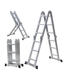 Escalera andamio 3.4 mts 12 escalones Aluminio Sin Chapones