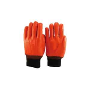 Guantes de pvc forrado fluo con puños elasticos, bajas temp