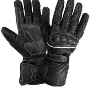 Guantes para moto de cuero con nudillo entero color negro