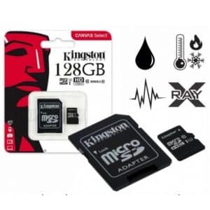 Memoria Micro SD c/Adaptador Canvas Clase 10 128GB Kingston