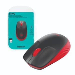 Mouse Logitech M190 Rojo - 1000 DPI, 3 botones, 18 meses bat