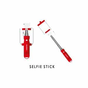 SELFIE STICK, CON CABLE, PLEGABLE, ROJO Ledstar