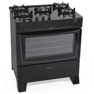 Cocina A Gas James 5 Hornallas Mesada de Vidrio C695V NEGRA