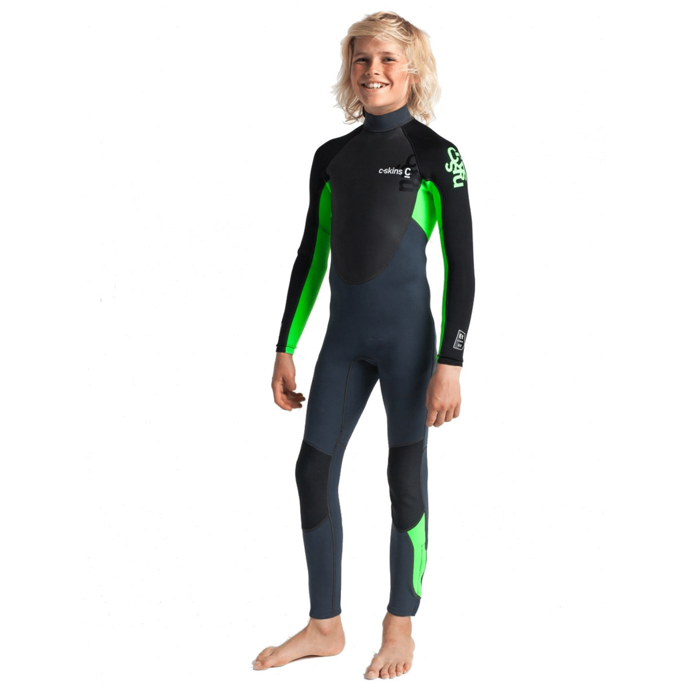 Traje de neopreno c-skins para niños Largo BLACK/LIME/XL