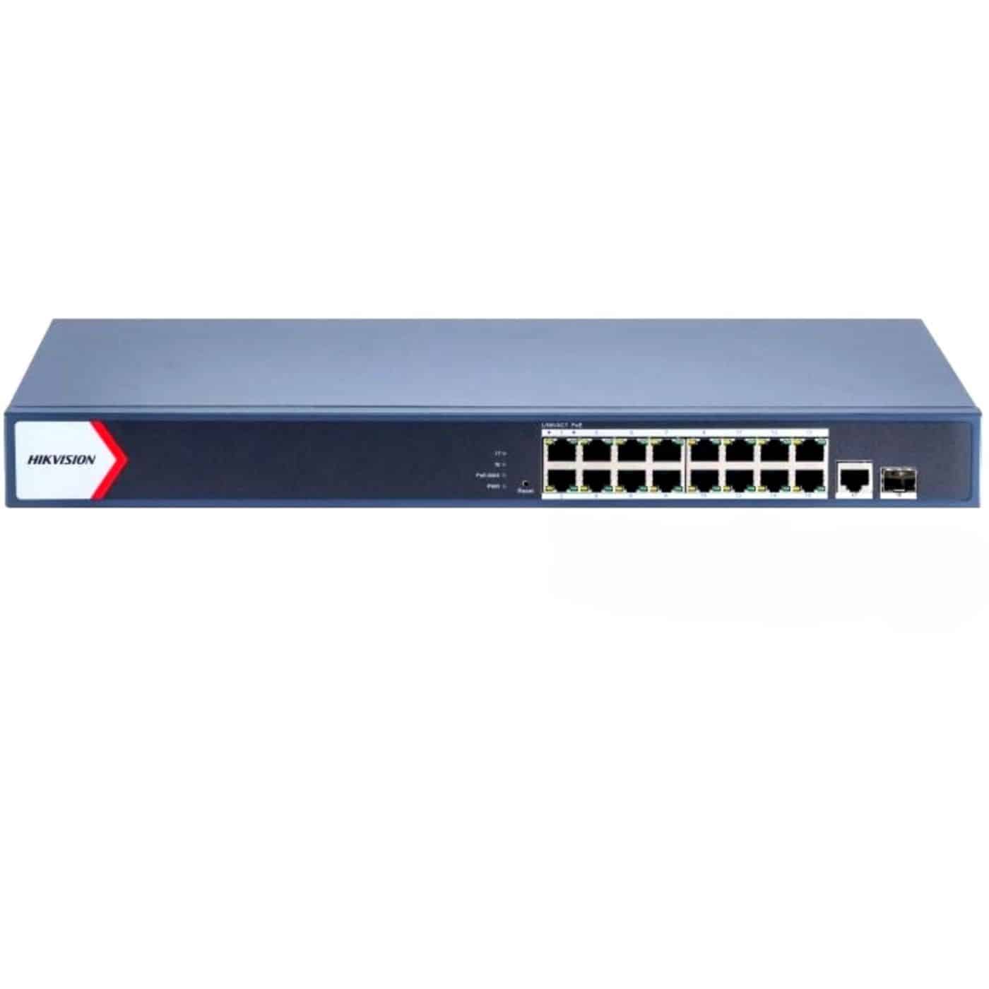 Switch PoE Hikvision PRO 16 puertos 230w admin DS-3E1518P-EI