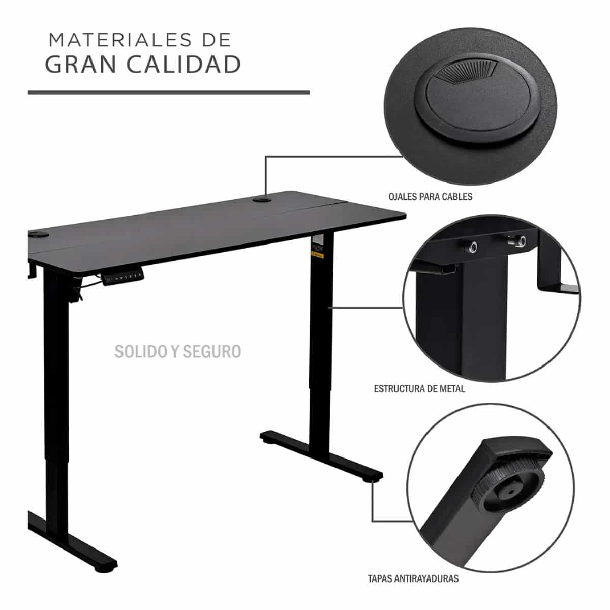 Escritorio Eléctrico Gamer Ergonómico Altura Ajustable NEGRO