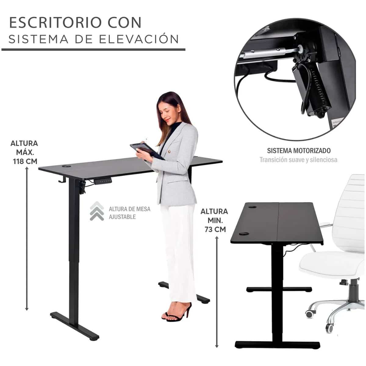 Escritorio Eléctrico Gamer Ergonómico Altura Ajustable NEGRO