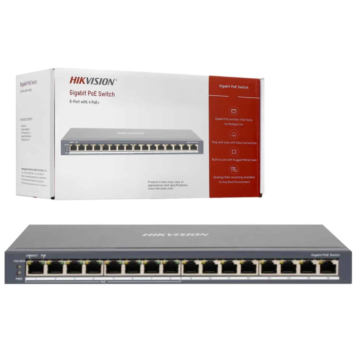 Switch PoE Hikvision 16 puertos gigabit 110W - DS-3E0516P-O