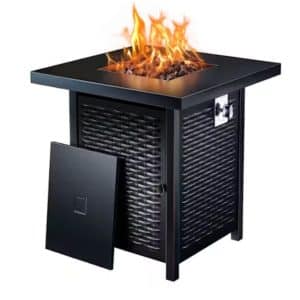 Mesa de Exterior con Brasero a Gas de Acero Revestido BLACK