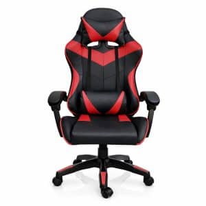 Copia - Silla Gamer Ergonómica Cuero Sintético Masaje Lumbar negro y blanca