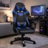 Copia - Silla Gamer Ergonómica Cuero Sintético Masaje Lumbar negro y blanca