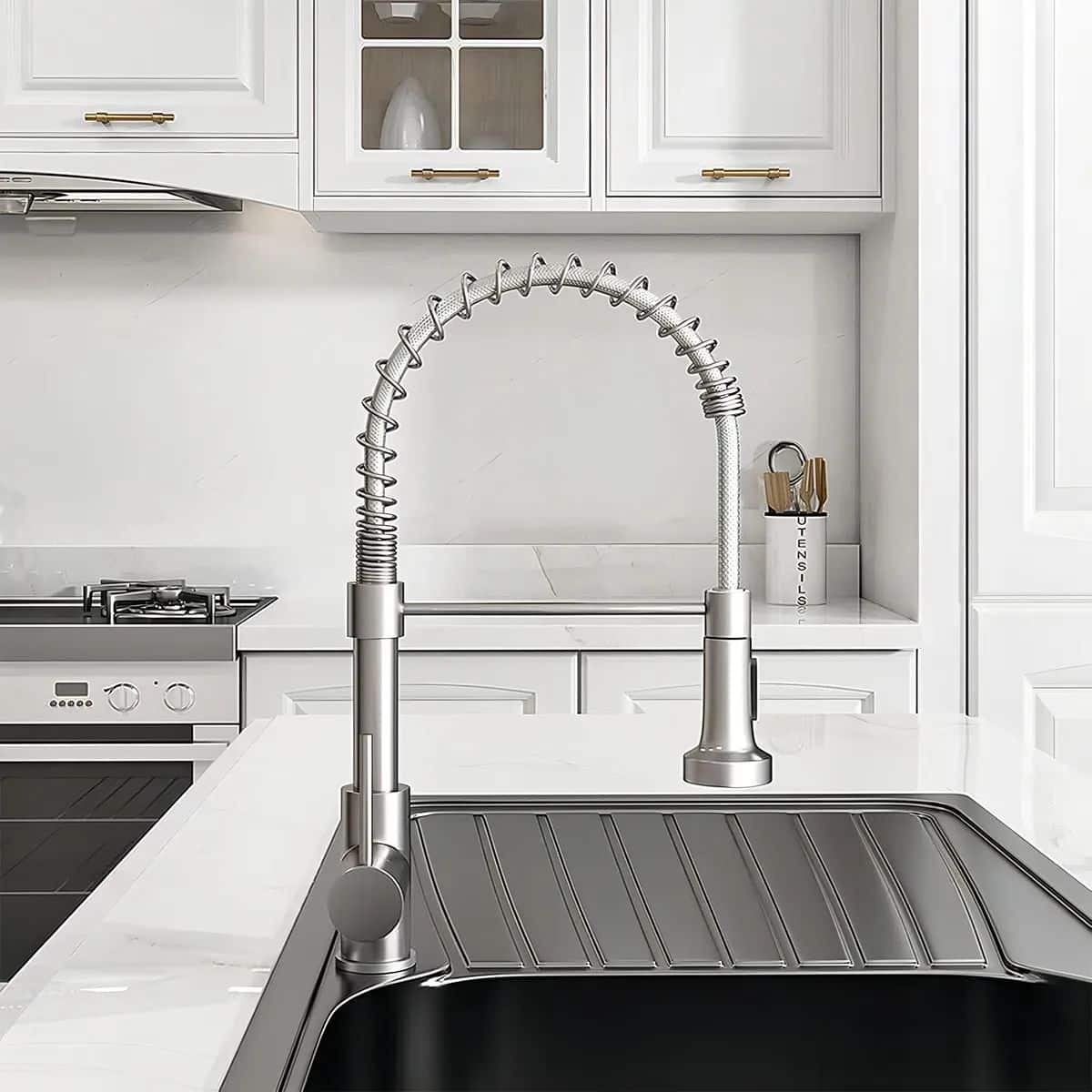 Grifo Flexible Para Cocina Mesada con Cuello Móvil Plateado