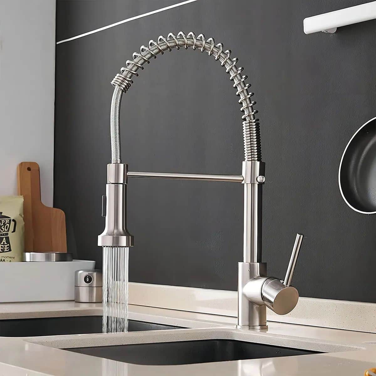 Grifo Flexible Para Cocina Mesada con Cuello Móvil Plateado