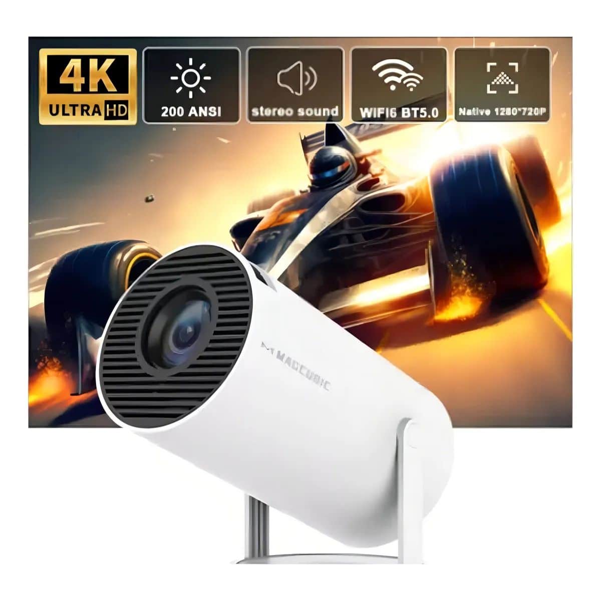 Mini Proyector Portátil Wifi Bt Control Remoto Color Blanco