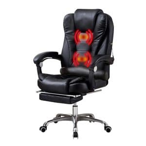 Silla Ejecutiva en cuero Apoyapies y 2 Puntos Masaje - Negro