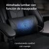 Silla Gamer Ergonómica Cuero Sintético Masaje Lumbar Negra