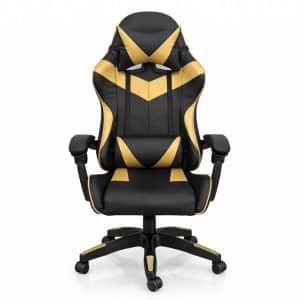 Copia - Silla Gamer Ergonómica Cuero Sintético Masaje Lumbar Negra