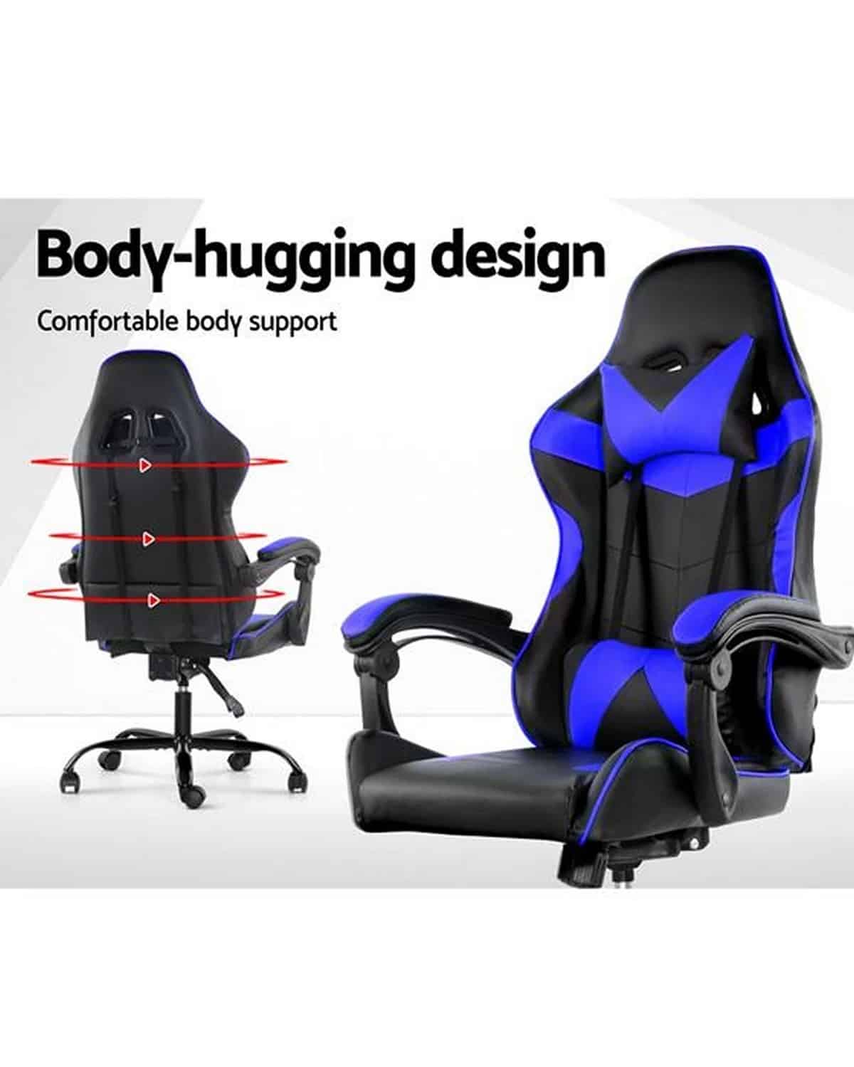 Silla Gamer Lumax Modelo Rom Super Oferta negro/azul-Gaming