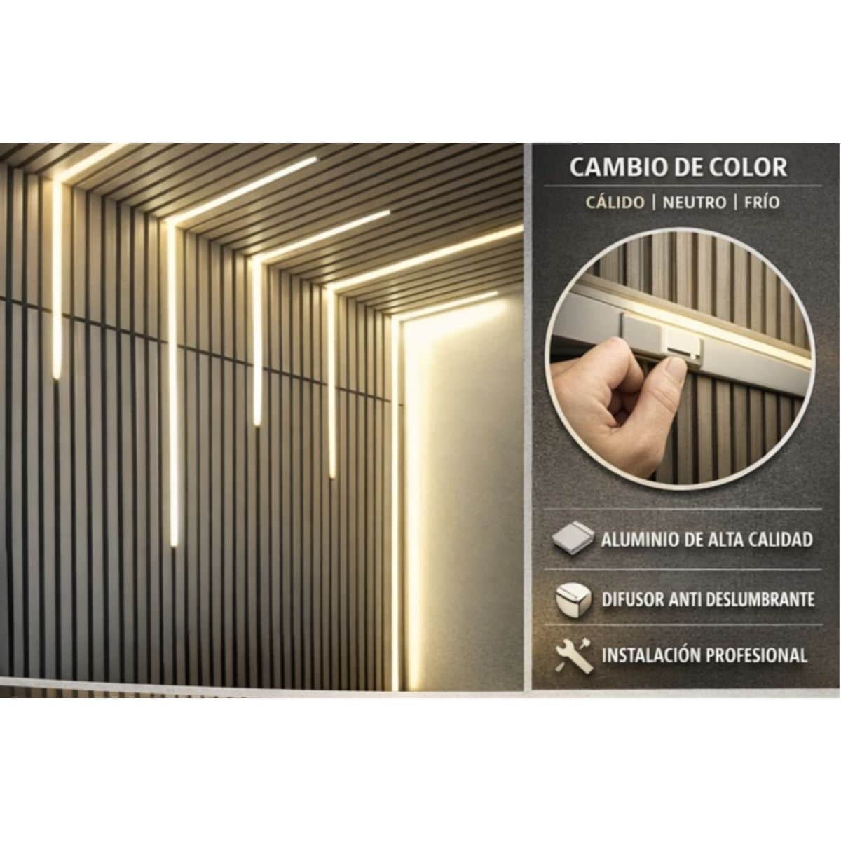 Copia - Luz Led Cálida Para Wpc Encastre, Luz De Wpc Panel 1 Metro