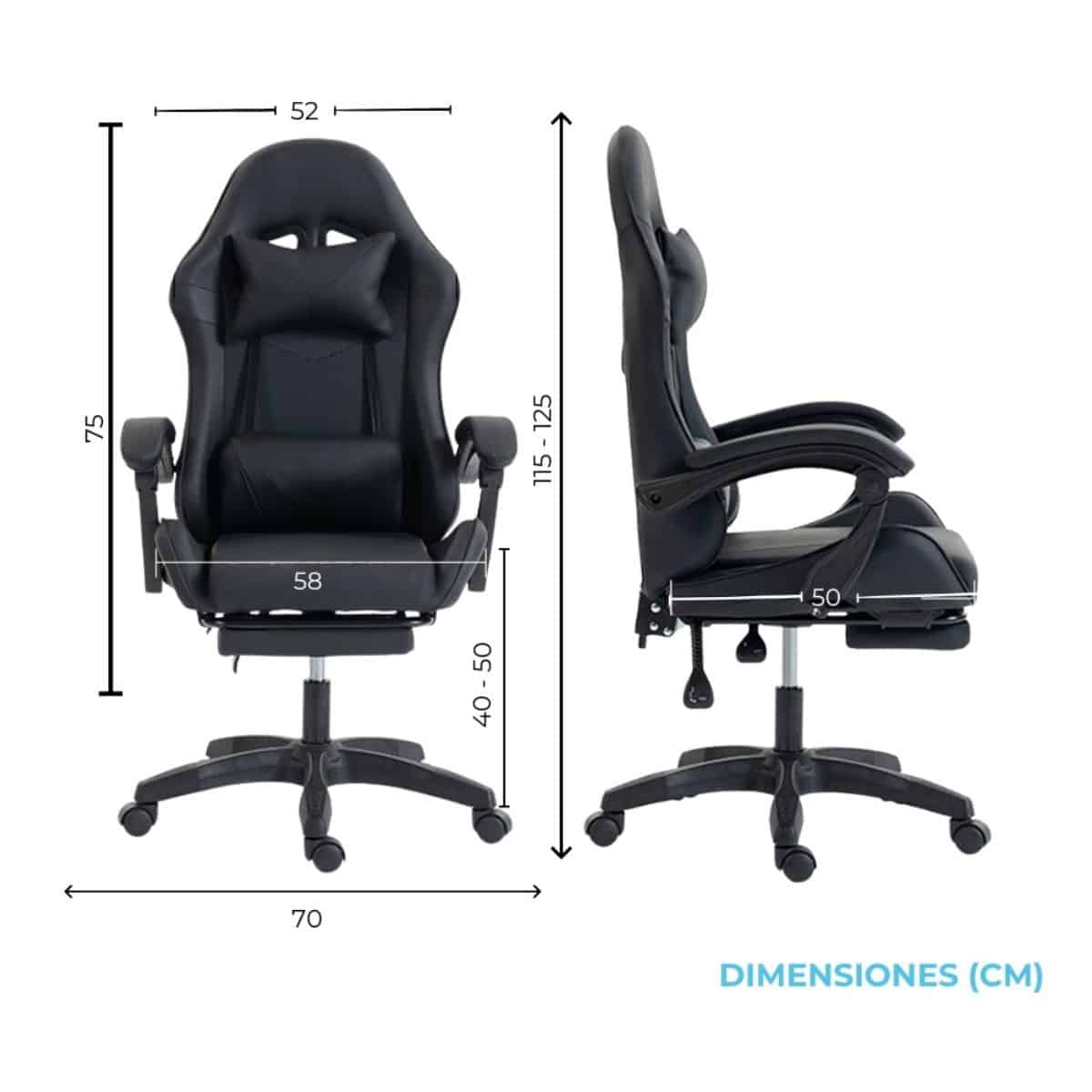 Copia - Silla Gamer SHOT-2025 Ergonómica Reclinable Con Apoyapiés Y Masajeador Negra/Roja