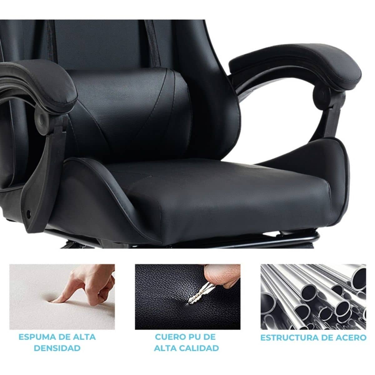 Copia - Silla Gamer SHOT-2025 Ergonómica Reclinable Con Apoyapiés Y Masajeador Negra/Roja