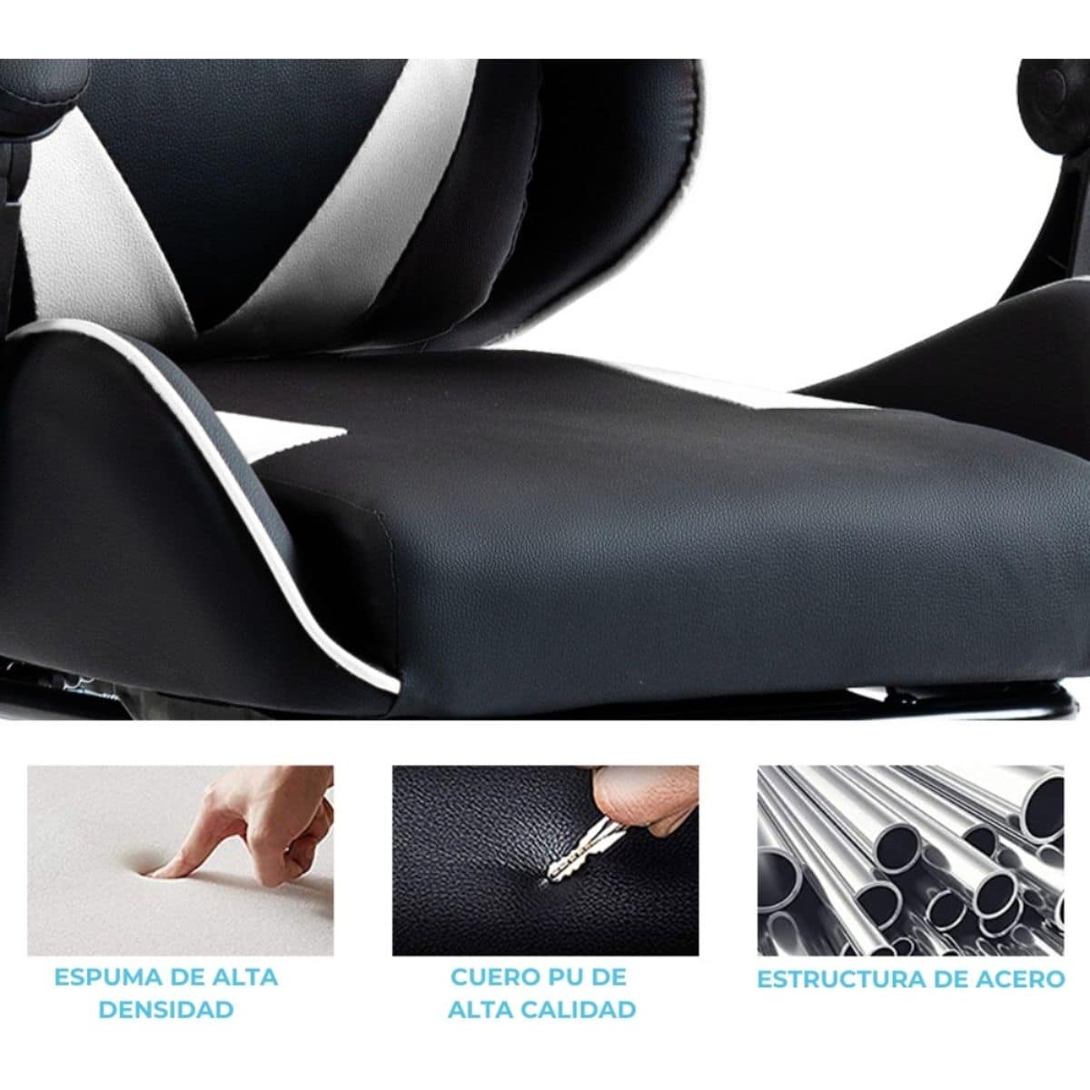 Copia - Silla Gamer SHOT-2025 Ergonómica Reclinable Con Apoyapiés Y Masajeador Negra/Roja