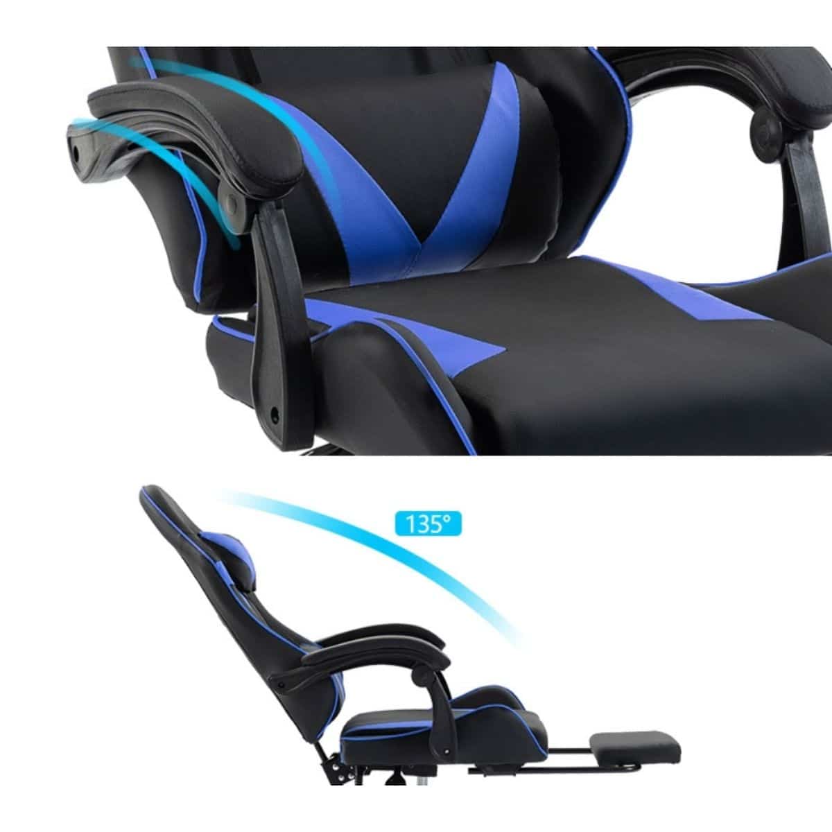 Copia - Silla Gamer SHOT-2025 Ergonómica Reclinable Con Apoyapiés Y Masajeador Negra/Roja