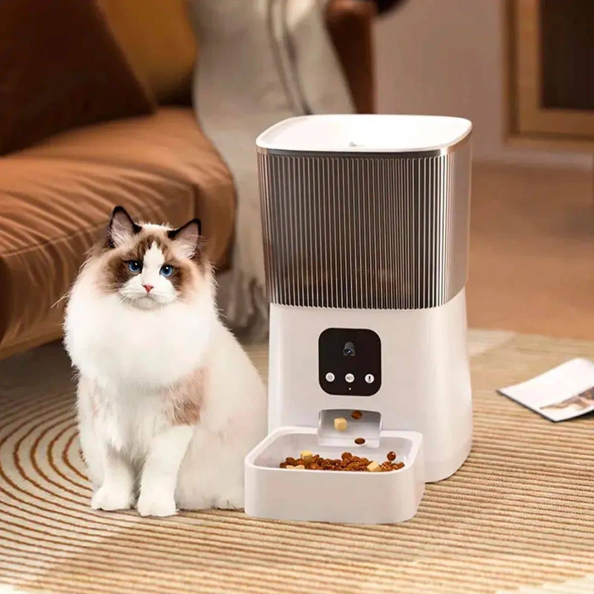 Dispensador Para Mascotas Automático Con Cámara Y Micrófono