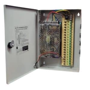 Fuente con Gabinete NRG+ 12v 20a 240w 18 canales Para Camara