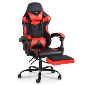 Silla Gamer Lumax Modelo ROM con Apoyapies - Negro/Rojo