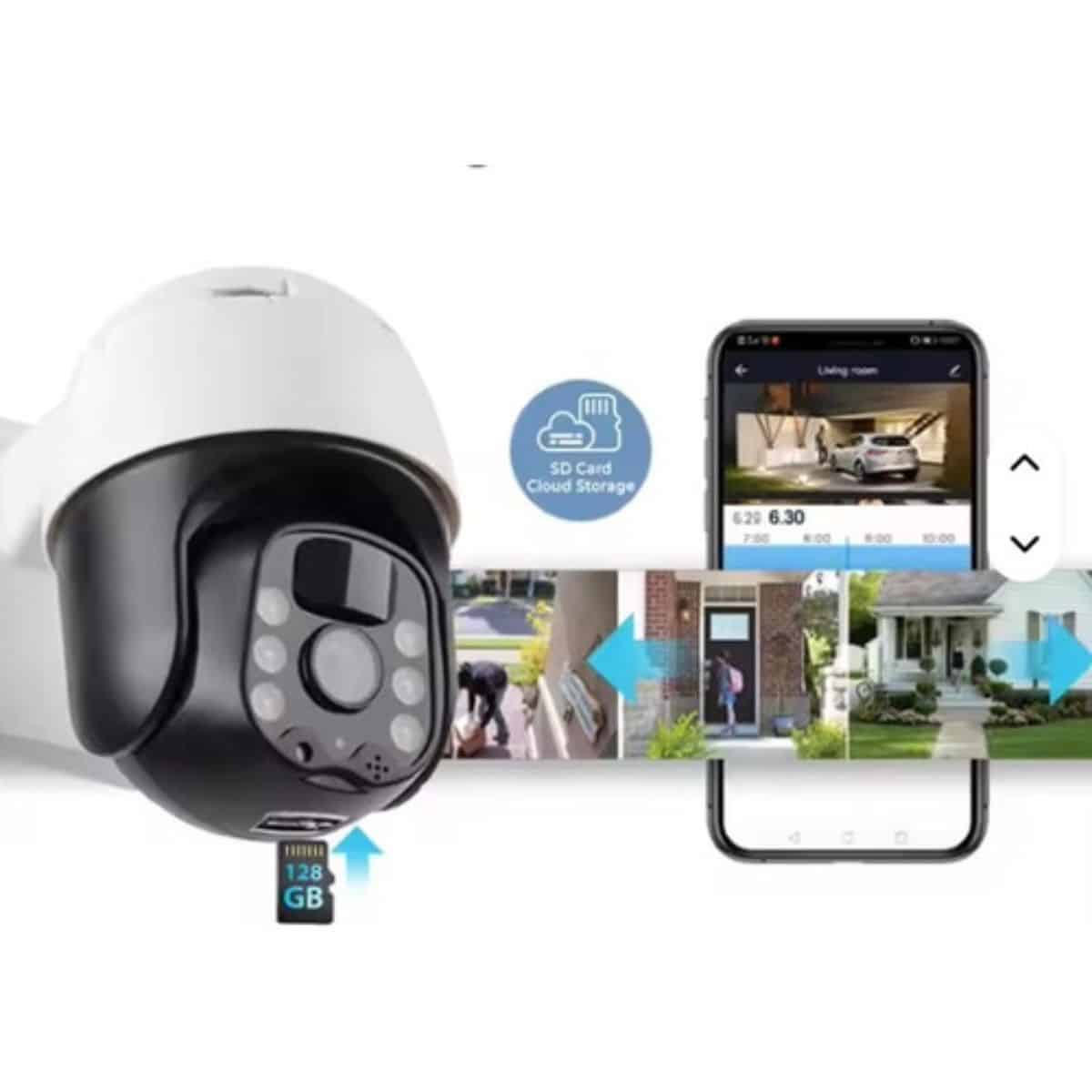 Cámara Seguridad Solar 4k Exterior Wifi Ptz Doble Lente Led