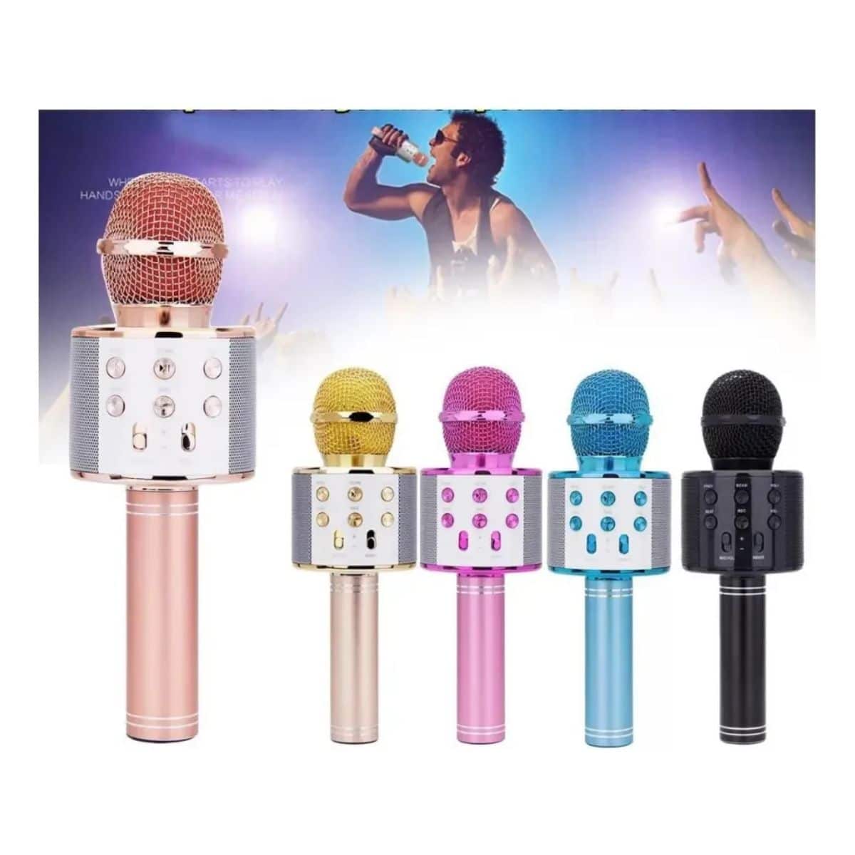 Copia - Microfono Karaoke Bluetooth altavoz Ws 858 Color Rosa Chicle