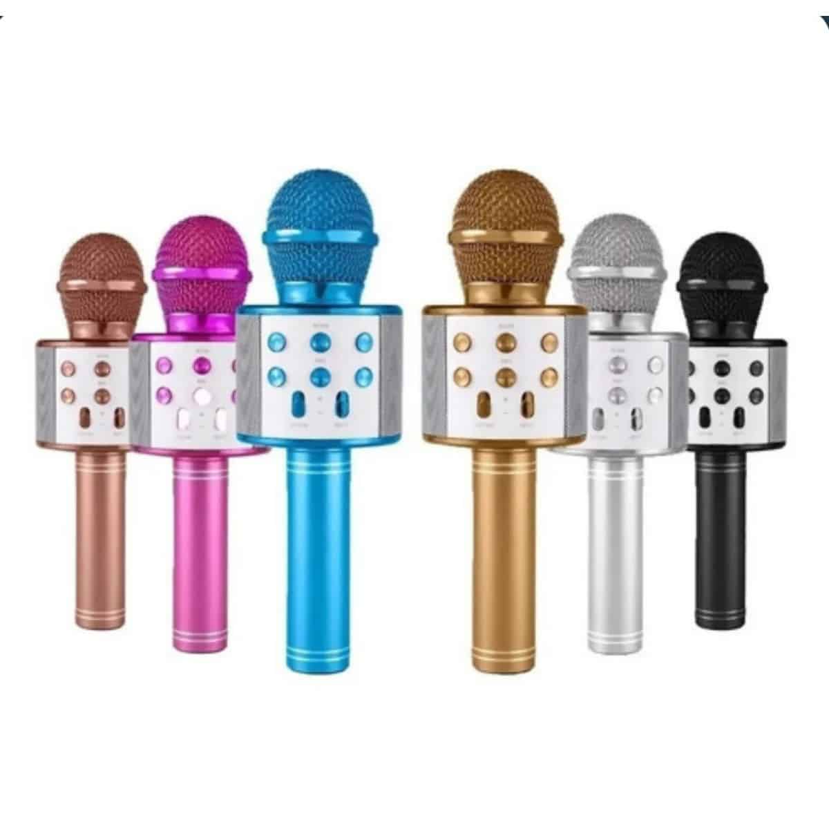 Microfono Karaoke Bluetooth altavoz Ws 858 Color Rosa Chicle