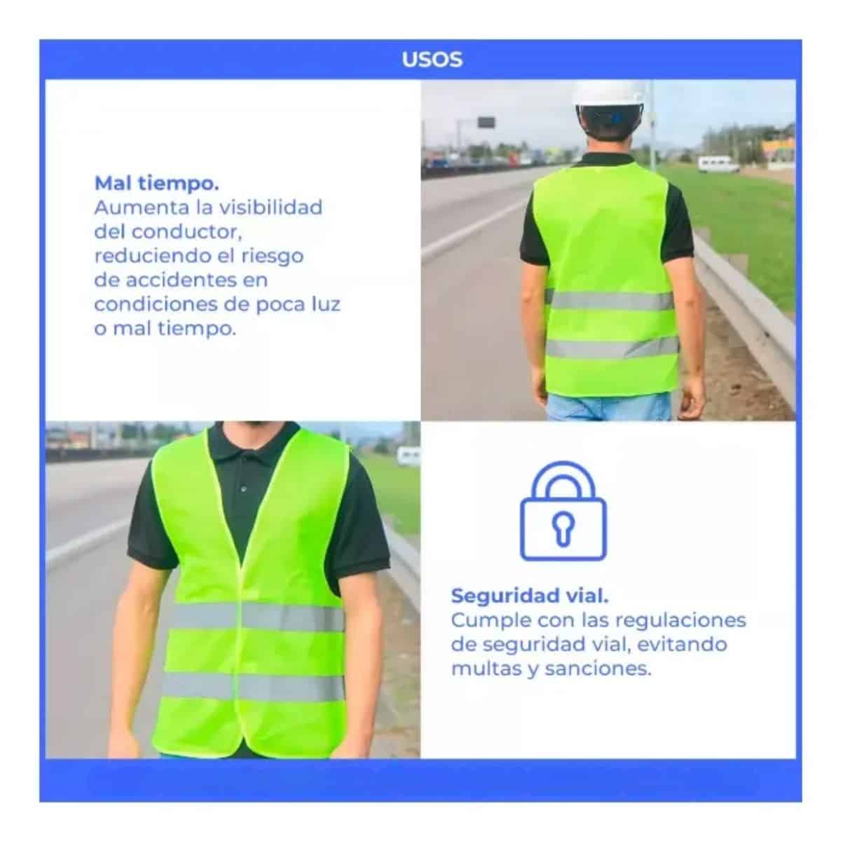 Copia - Chaleco Seguridad Con Bandas Reflectivo Para Moto Bicicleta 60grs