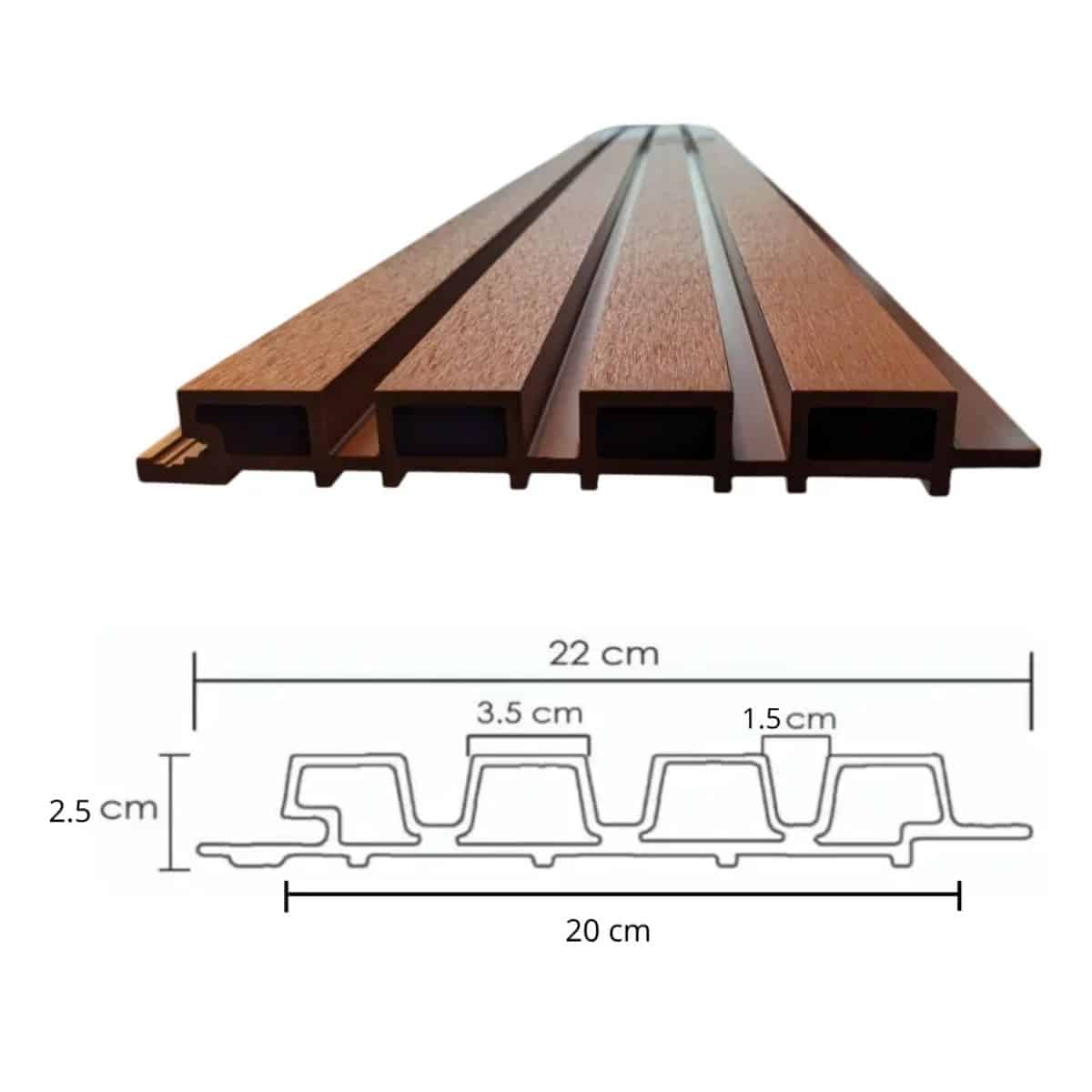 Copia - Pack X20 Revestimiento Exterior Wpc 3d Pared Decorativo Simil Madera NOGAL
