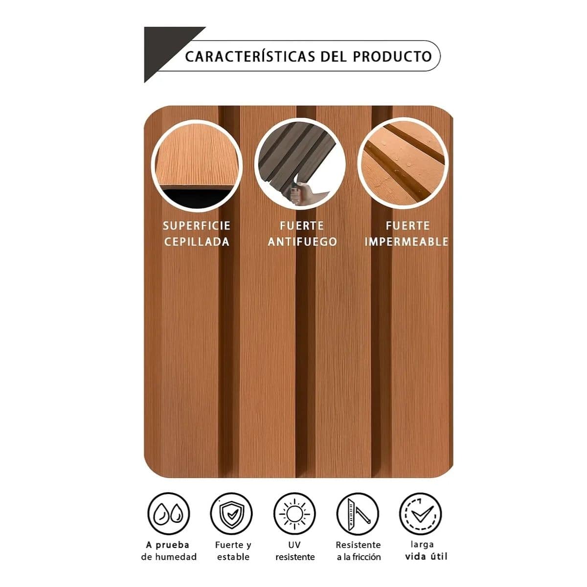 Copia - Pack X30 Revestimiento Exterior Wpc 3d Pared Decorativo Simil Madera NOGAL