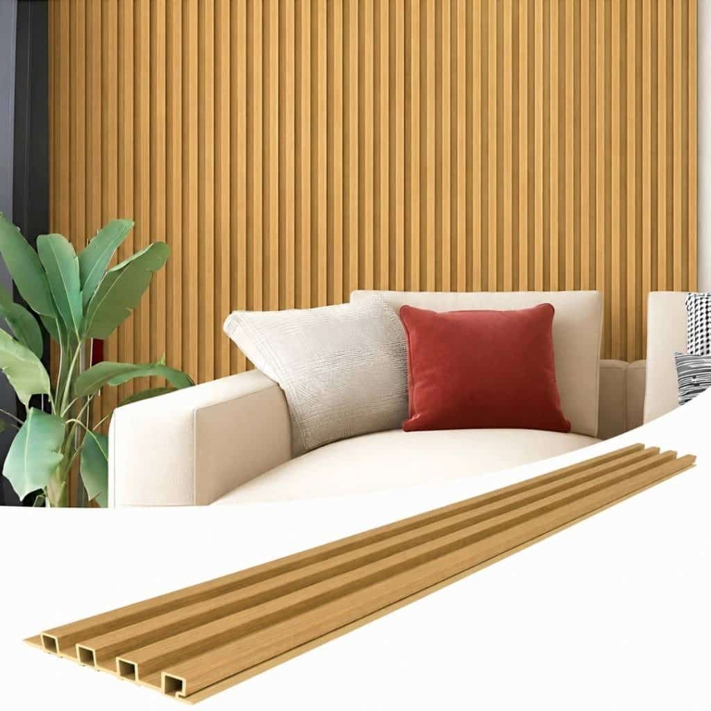 Copia - Pack X30 Wpc Simil Madera Wall Panel Lambrin 2.90x16.7 Color Marrón Madera Acanalado